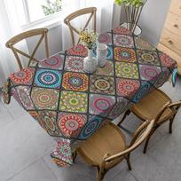 Boho Mandalos Stačiakampis Staltiesė Virtuvės Valgomojo Stalo Dekoras Daugkartinio Naudojimo Vandeniui Atspari Staltiesė Šventinės Party Vestuvių Dekoracijos 90x140cm gray