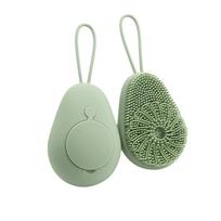 Silicone Refillable Bath Brush Body Scrubber Avocado Shape Body Wash Brush Skin-Friendly Soft Exfoliating Bath Shower Massage žalia