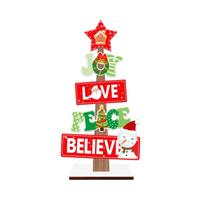Wooden Christmas Tree Tabletop Decoration - Holiday Desktop Ornament for Festive One Size