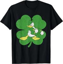Hot Fashion Disney Donald Duck 4-Leaf Clover Retro St. Patrick's Day T-Shirt S-4XL Four Seasons S