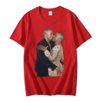 Rapper Kanye West Kissing T Shirt Retro Graphic T Shirts S raudona