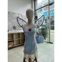 Kalėdos Helovino kostiumas Cosplay suknelė išdykusios fėjos elfo sparnų kostiumas Single wing violetinė