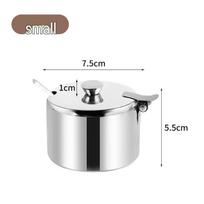 Stainless Steel Sugar Bowl Set: Includes Lid, Salt Bowl, Seasoning Bottle, MSG Shaker, Pepper Shaker, Chili Oil Jar, and Spoon. Without handle