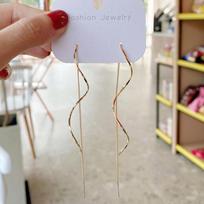 New Temperament Wavy Long Drop Dangle Ear Line Earrings for Women Classic Spiral Stainless Steel Korea Earring Jewelry Gift