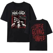 PAPA ROACH Rock Band Tshirt Cotton Summer Mens Hip Hop Casual Street Vest Graphic Print Loose Tshirt S