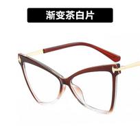 New Cat Eye Glasses Women Anti Blue Light Stylish Butterfly Flat Mirror Trendy Large Frame Eyeglass Luxury Design Eyewear Quality black