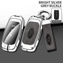 Car Sticker 2026 Ford Zinc Alloy Leather Car Remote Key Case Cover Holder 3 Buttons Key Shell For Ford Territory EV With Logo Ke