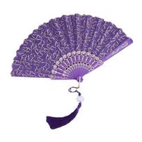 Love Heart Print Folding Fan with Tassel Chinese Style Portable Hollow Ribs Hand Fan Women Dance Performance Props Party