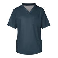 Trumpomis rankovėmis V formos kaklo medicininis chalatas su trimis kišenėmis sveikatos priežiūros specialistams ir darbuotojams XXXXL žalia