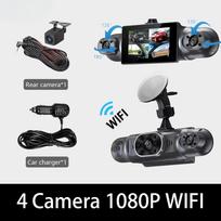 New 4Lens 3 Inch Dash Cam 1080P for Cars WIFI APP Video Recorder 360° Car Dvr Rear View Camera Parking Monitor Black Box Car Assecories 4Lens with Wifi