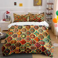 Colorful Geometric Mandala Pattern Bedding Bedding set (1 duvet cover, 2 pillowcases, duvet not included) 135x200cm