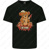 Creepy Bloody Bear Knife I'm Fine Graphic T-shirt XXL