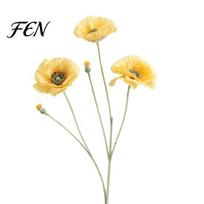 Artificial Orange Floral Arrangement 5 Heads Poppies Flowers with Stems, Silk Fake Flowers, Lifelike Faux Bouquet for Wedding Table Arrangements Party