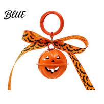 Pumpkin Head Bell Keychain Halloween Keychain Hollow Key Ring Metal with Ribbon Bow Backpacks Charm for Holiday Party Decoration Hanging