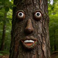 Tree Trunk Face Decoration - Funny Eye Nose Mouth Ornaments for Garden One Size