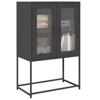 Komoda Wysoka Czarna 68X39X107 Cm Stalowa