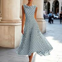 Women's Polka Dot Dress - Dress for Casual and Party Occasions L