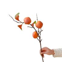 3/5/7 Heads Artificial Persimmon Branch Realistic Handmade Simulation Persimmon Fruit Elegant Plastic Artificial Fruits Branches (as the picture,4XL)