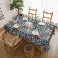 Rectangular Waterproof Oil-Proof William Morris Deers Birds Tablecloth Table Covers Floral Animal Art Table Clotht 100x145cm