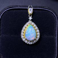 High Quality Natural Rainbow Flash Opal Crystal Necklace Pendant 925Silver Fashion Style Polished Technique for Souvenirs