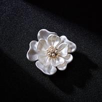 Camellia Flower Brooch Versatile Scarf Clip Pin Fashion Brooch for Women one size