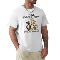 Dogs Make Me Happy Huunisexs Make My Head Hurt Tshirt All Match Basic Short Sleeve Top S