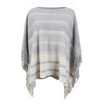 Winter Autumn Women Cross Shoulder Cloak O Neck Stripe Loose Knitting Ponder Sleeve Cardigan Sweater Design One Size