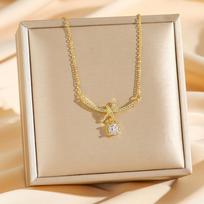 Fashionable Bow Tassel Choker Necklace with Refined and Sophisticated Style Versatile Stainless Steel