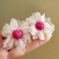 Summer Seaside Photo Earrings 2026 Super Fairy Mesh Flower Straw Rose Minimalist Temperament Versatile Fashion Studs
