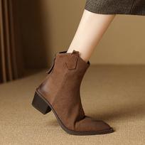 Krazing Pot Sheepskin Winter Shoes Med Heels Big Size Chelesa Boots Office Lady Keep Warm Ankle Boots 34