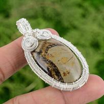Daughters Day Deal Natural Septarian 925 Silver Wire Wrapped New Pendant Jewelry