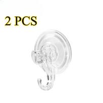 Siurbtukų Kabliukai Tvirti Daugkartinio Naudojimo Skaidrūs – 2 vnt. Virtuvei, Vonios Kambariui, Langui, Stiklui & Sienai – Puikiai Tinka Rankšluosčiams 2pcs skaidri