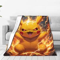Pikachu lightning transformation Flannel Blanket Winter  Warm Soft Bedding Throws for Kids Adult Outdoor Bedspread Bed Cover 30x40in