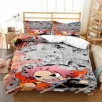 3D Anime Fairy Tail Bedding Set Printed Bed Set With Pillowcase Bed Duvet Cover Soft Single Double Queen Super King Size Bedroom EU Single(135*200cm)3pcs
