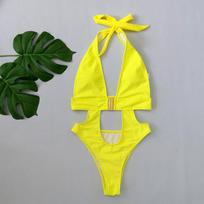 Naujas vienspalvis seksualus gilios V formos bikini su sagties dizainu Karštas išpardavimas S