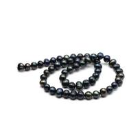 1String, Black Natural Freshwater Pearls, Handmade Round Pearl Beads for Jewelry Making DIY Necklaces, Bracelets Crafts (Beads 7-8mm, Length 36cm) 1String/7-8mm-36cm