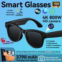 4K 800W HD Camera AI Smart Glasses Men Record Video 3790mAh Battery Languages Translation 3D Music Player Glasses With Camera Sun Glasses