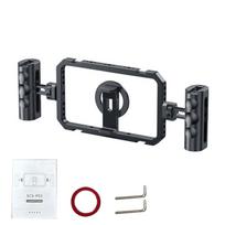 Magnetic Phone Cage Stabilizer Dual Handle Video Rig 4 Cold Shoes Mounts Anti Rotation Pins for Vlog Live Streaming