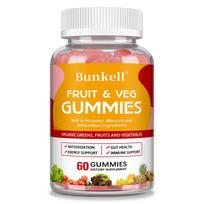 Vaisių ir daržovių gumyės, praturtintos vitaminais, mineralais, 60 gumyčių buteliuke 60 Gummies orange