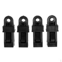 4 Pieces Black Plastic Awning Clamp Tent Tarp Clips Snap Hangers Outdoor Camping Emergency Tool