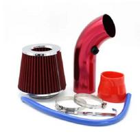 Universal 76mm Car Racing Cold Air Intake System Turbo Induction Pipe Tube Kit Aluminum With Cone Air Filter Inlet Accessories raudona