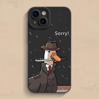 Naujas linksmas ančiuko silikoninis dėklas iPhone 11 12 13 14 15 Pro Max Mini X XR XS Max 7 8 15 Plus SE2020 vyrams, atsparus smūgiams, apatinis dangtelis iPhone 15 gray