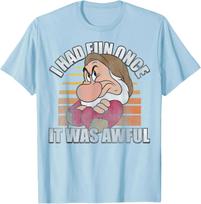 Hot Fashion Casual Disney Snow White Grumpy I Had Fun Once It Was Awful T-Shirt S-4XL Summer L