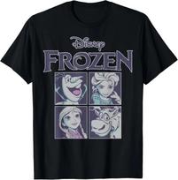 Hot Fashion Disney Frozen Blue Hue Character Portrait Grid Panels T-Shirt S-4XL Four Seasons Gift M
