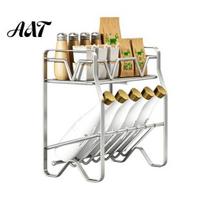 Easy to Clean Spice Holder Stainless Steel Rack, 2/3/4 Tier Condiment Organizer for Heavy Duty Rack Countertop, Multi-purpose Multi-Layer Seasoning S