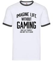 Imagine Life Without Gaming - Mens Ringer - Game Gamer Funny Video XS