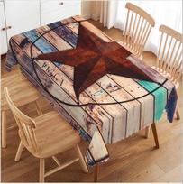 Western Country Barn Texas Star Rectangle Tablecloth Party Decor Reusable Waterproof Kitchen Dining Tablecloth Home Barn Decor 90x140cm