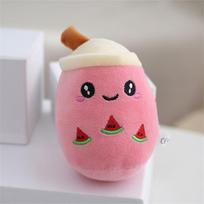 Lovely Doll Bubble Tea Keychain Stuffed Boba Fruit Tea Milk Tea Keyring Cartoon Soft Boba Doll Toys Girl Friend pink