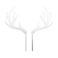 Wedding Baby Shower Elk Acrylic Xmas Gold Silver Christmas Decoration Cake Topper Deer Antler Party Supplies