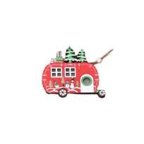 LED Light Santa Snowman Pendants Wooden Star/Car Shape Christmas Tree Ornaments Hanging with Rope Christmas Decorations